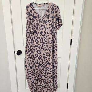 Pink and Gray Leopard print Maxi